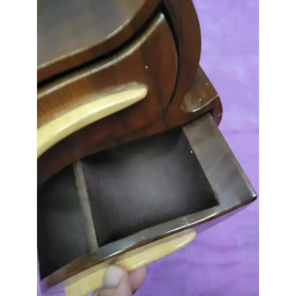 Bandsaw Scroll Leaf Teak Wood Jewelry Box W Hidden Compartment Signed
